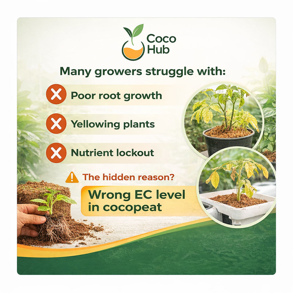 Effects of wrong EC level in cocopeat on plant growth