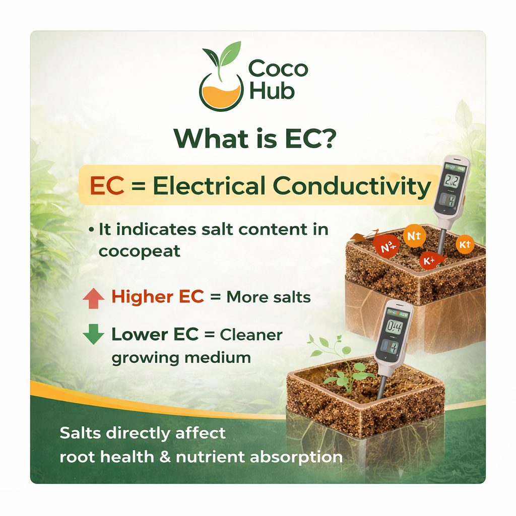 Electrical conductivity EC level measurement in cocopeat