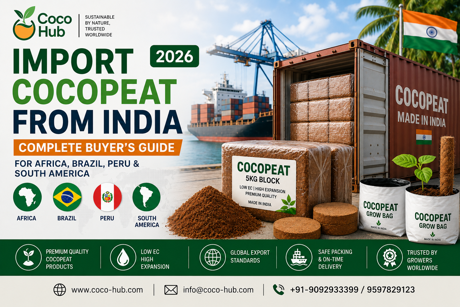 Import Cocopeat from india